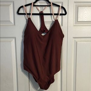 Target ALL IN MOTION Size X-Large Burgundy Peach One Piece Swimsuit Racerback